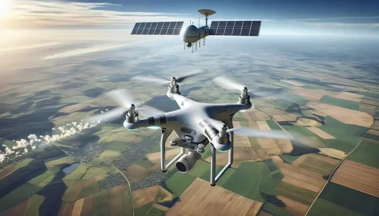Droner satellitter to teknologier jobber sammen bedre data smartere beslutninger hovedbilde