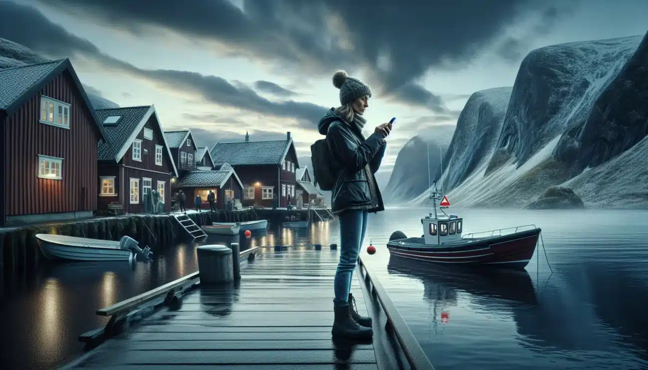 People on a norwegian pier receive tsunami alerts on phones as satellites track waves